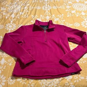 Lands' End Women's Pink Quarter-Zip Sweatshirt medium